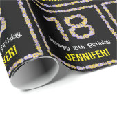 18e verjaardag: Floral Flowers Number, Custom Name Cadeaupapier (Rol Hoek)