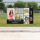 18e verjaardag Foto Collage 5 Afbeelding Black Whi Spandoek (Insitu)