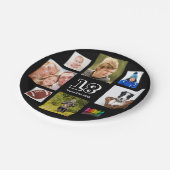 18e verjaardag foto collage jongen zwarte papieren bordje (Gekanteld)