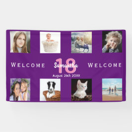 18e verjaardag foto collage meisje paars spandoek