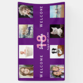 18e verjaardag foto collage meisje paars spandoek (Verticaal)