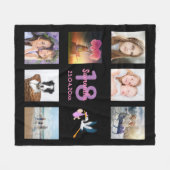 18e verjaardag foto collage meisje zwart fleece deken (Voorkant (Horizontaal))