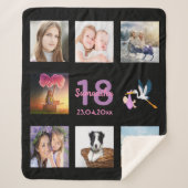 18e verjaardag foto collage meisje zwart sherpa deken (Voorkant)