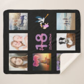 18e verjaardag foto collage meisje zwart sherpa deken (Voorkant (horizontaal))