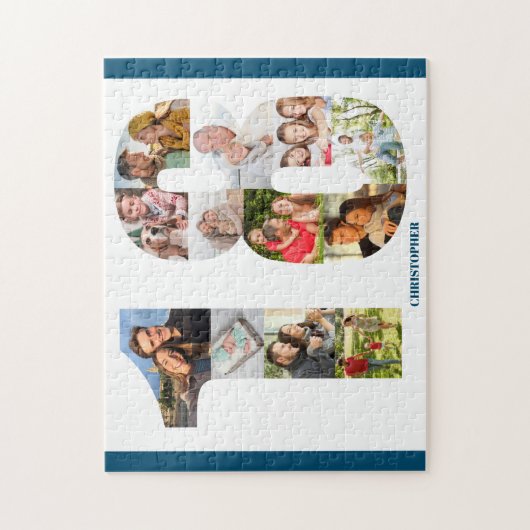 18e verjaardag foto collage nummer 18 aandenken legpuzzel (Verticaal)