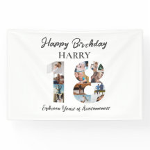 18e Verjaardag Foto Collage Party Banner