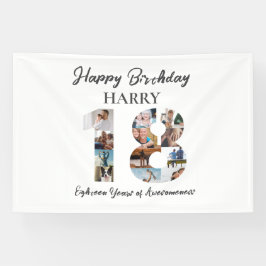 18e Verjaardag Foto Collage Party Banner