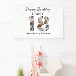 18e Verjaardag Foto Collage Party Banner