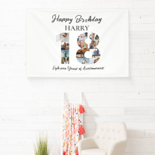 18e Verjaardag Foto Collage Party Banner