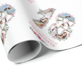 18e verjaardag Foto Girl Collage Pink Flower White Cadeaupapier (Rol Hoek)