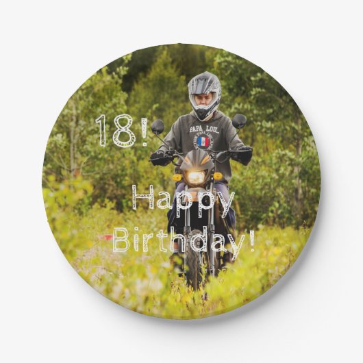 18e verjaardag foto jongen papieren bordje (Voorkant)