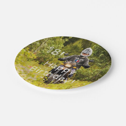 18e verjaardag foto jongen papieren bordje (Gekanteld)