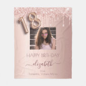 18e verjaardag foto roos goud glitter roze vriende fleece deken (Voorkant)