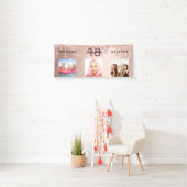 18e verjaardag foto roos gouden glitter sparkle spandoek (Insitu)