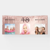 18e verjaardag foto roos gouden glitter sparkle spandoek (Horizontaal)