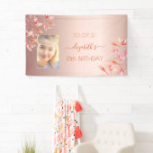 18e verjaardag foto roos gouden roze florals herfs spandoek (Insitu)