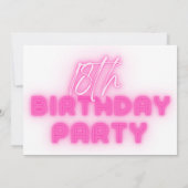 18e verjaardag Foto roze Neon Lumo Licht Kaart (Achterkant)