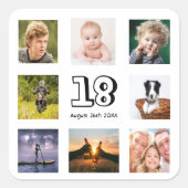18e verjaardag fotocollage jongen vierkante sticker (Voorkant)