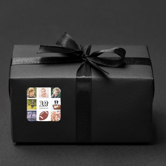 18e verjaardag fotocollage jongen vierkante sticker