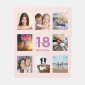 18e verjaardag fotocollage roos goudroze fleece deken (Voorkant)