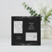 18e Verjaardag Foto's Zwart Zilveren Trim Kaart (Staand voorkant)