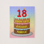 18e verjaardag: Fun Cake and Candles + Custom Name Legpuzzel (Verticaal)