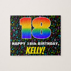 18e verjaardag — Fun, Colorful Music Symbols & "18 Legpuzzel