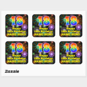 18e verjaardag: Fun Fireworks Kijk, regenboog # 18 Vierkante Sticker (Vel)