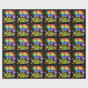 18e verjaardag: Fun Fireworks, regenboogaanwijzer  Cadeaupapier