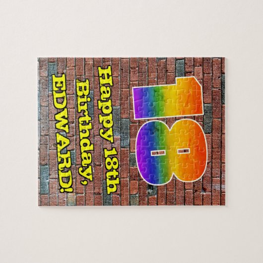 18e verjaardag: Fun Graffiti-geïnspireerde regenbo Legpuzzel (Horizontaal)