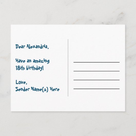 18e verjaardag: Fun Hearts Pattern, Regenboog 18 Briefkaart (Achterkant)