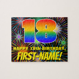 18e verjaardag: Fun, kleurrijk gevuurwerk Legpuzzel