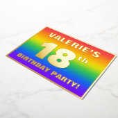 18e verjaardag: Fun, kleurrijk regenboogpatroon Folie Uitnodiging (Gedraaid)