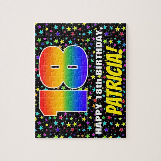 18e verjaardag — Fun, kleurrijk Star Field Pattern Legpuzzel (Verticaal)