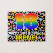 18e verjaardag — Fun, liefhebbende hartvormen + "1 Legpuzzel (Horizontaal)