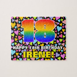 18e verjaardag — Fun, liefhebbende hartvormen + "1 Legpuzzel
