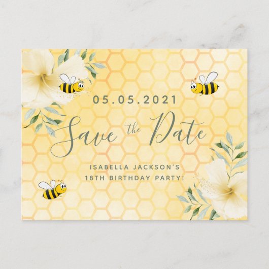 18e verjaardag gelukkige hommels bewaar de datum briefkaart (Voorkant)