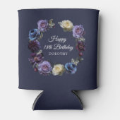 18e verjaardag gepersonaliseerde Moody Paarse bloe Blikjeskoeler (Voorkant)