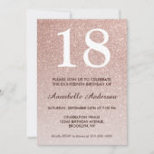 18e verjaardag Glam Roze Rose Gold Glitter Ombre Kaart (Voorkant)