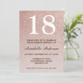 18e verjaardag Glam Roze Rose Gold Glitter Ombre Kaart (Staand voorkant)