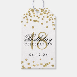 18e verjaardag Glitter Confetti White Cadeaulabel