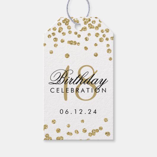 18e verjaardag Glitter Confetti White Cadeaulabel (Voorkant)