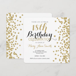 18e verjaardag Glitter Confetti White Kaart