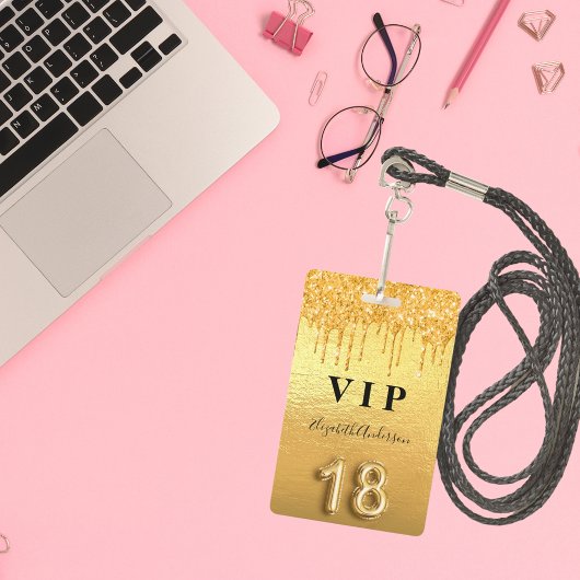 18e verjaardag glitter druppelt metallisch badge