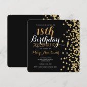 18e verjaardag Gold Faux Confetti zwart Kaart (Voorkant / Achterkant)