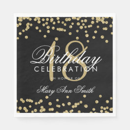 18e verjaardag Gold Faux Confetti zwart Servetten