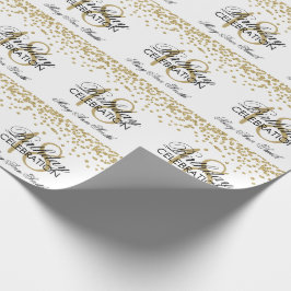18e verjaardag Gold Faux Glitter Confetti White Cadeaupapier