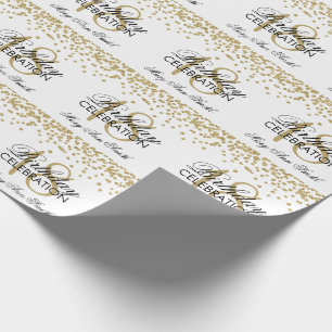 18e verjaardag Gold Faux Glitter Confetti White Cadeaupapier