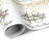 18e verjaardag Gold Faux Glitter Confetti White Cadeaupapier (Rol Hoek)