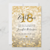 18e verjaardag Gold Glam Glitter Lights Kaart (Voorkant)